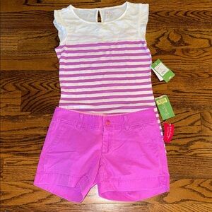 Lilly Pulitzer Hattie top in pansy purple size XS AND CALLAHAN SHORT SIZE 00 NWT